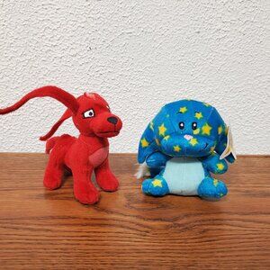 Plush McDonald's 2005 Neopet - Lot of 2 - Red Gelert & Starry Blue - 3.5" & 4.5"